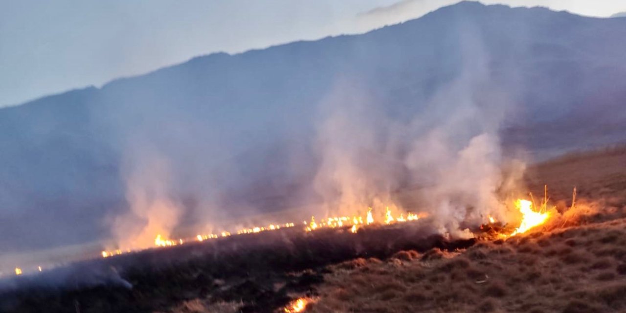 Yüksekova’da anız yangını