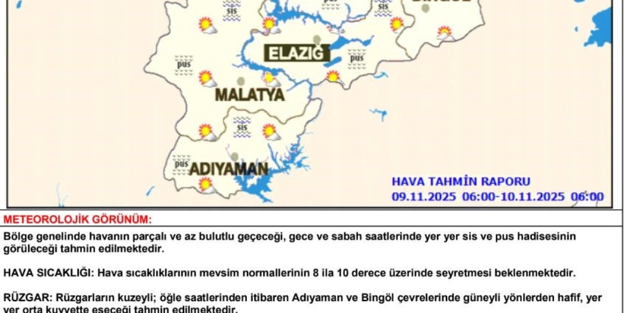 Meteorolojiden toz taşınımı ve zirai don uyarısı