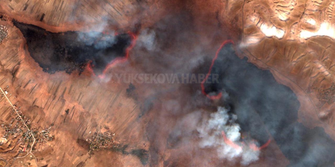 Yüksekova Nehil Sazlığı’ndaki yangın uydudan görüntülendi