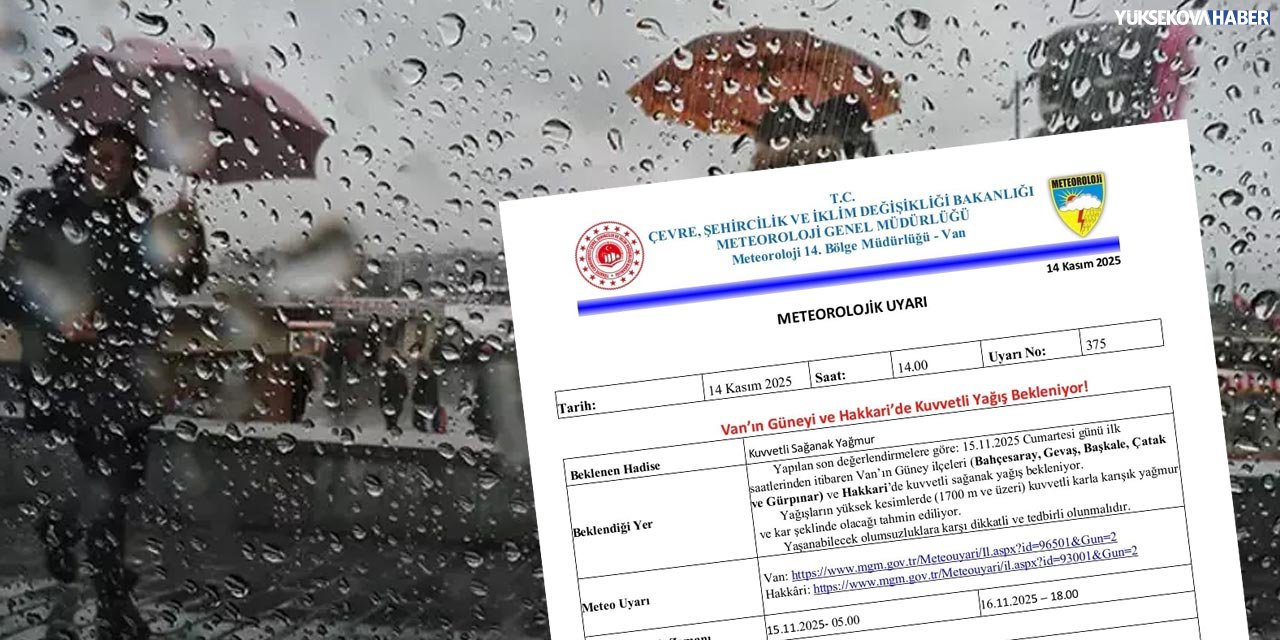 Hakkari ve Van için kuvvetli yağış uyarısı!