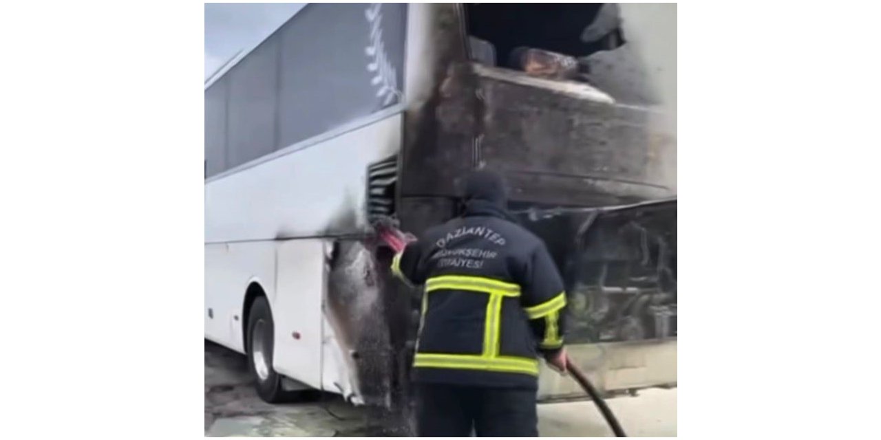 Gaziantep’te yolcu otobüsünde çıkan yangın söndürüldü