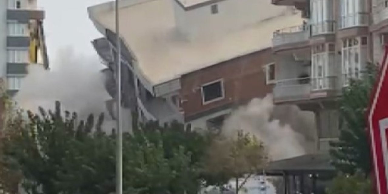 Ağır hasarlı bina yıkım sırasında korna sesiyle yerle bir oldu, facianın eşiğinden dönüldü