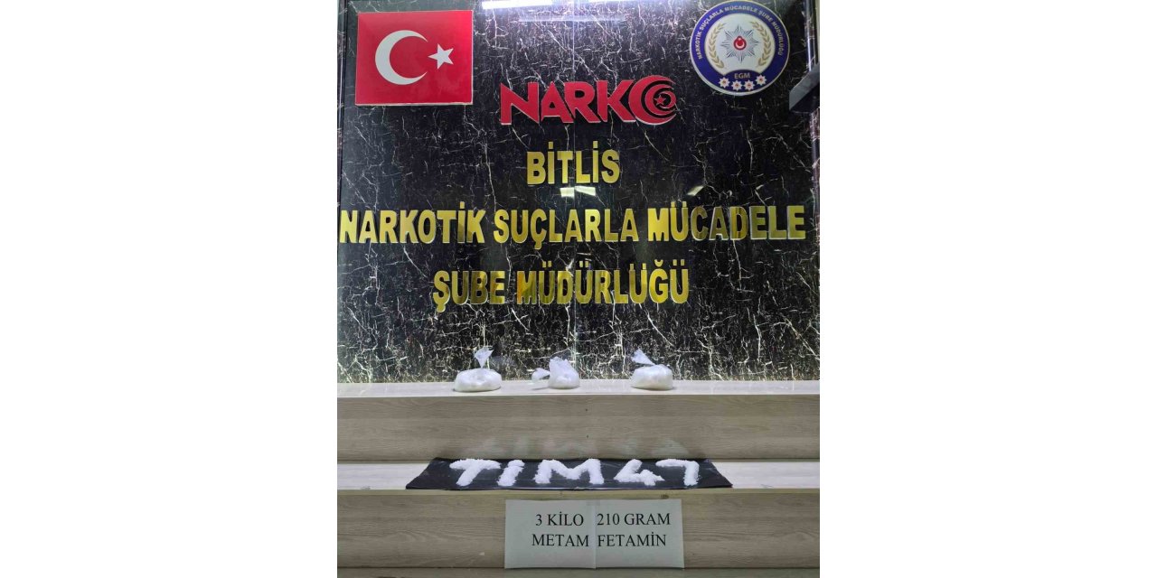 Bitlis’te 3 kilo 210 gram metamfetamin ele geçirildi