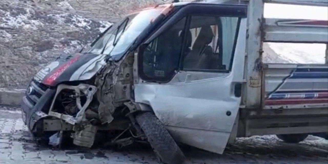 Hakkari'de kontrolden çıkan kamyonet direğe çarptı: 1 yaralı