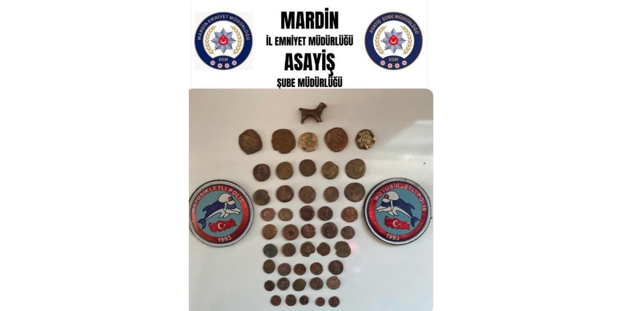 Mardin’de 45 sikke ve hayvan figürlü heykel ele geçirildi