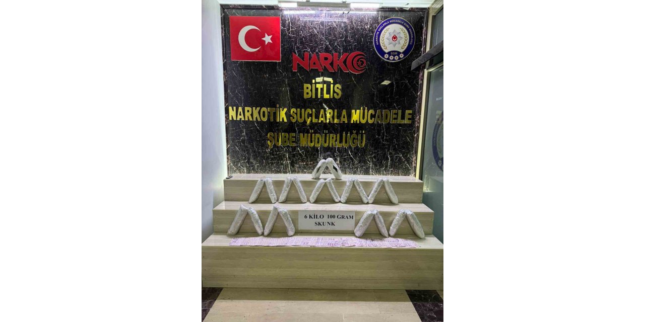 Bitlis’te 6 kilo 100 gram skunk maddesi ele geçirildi