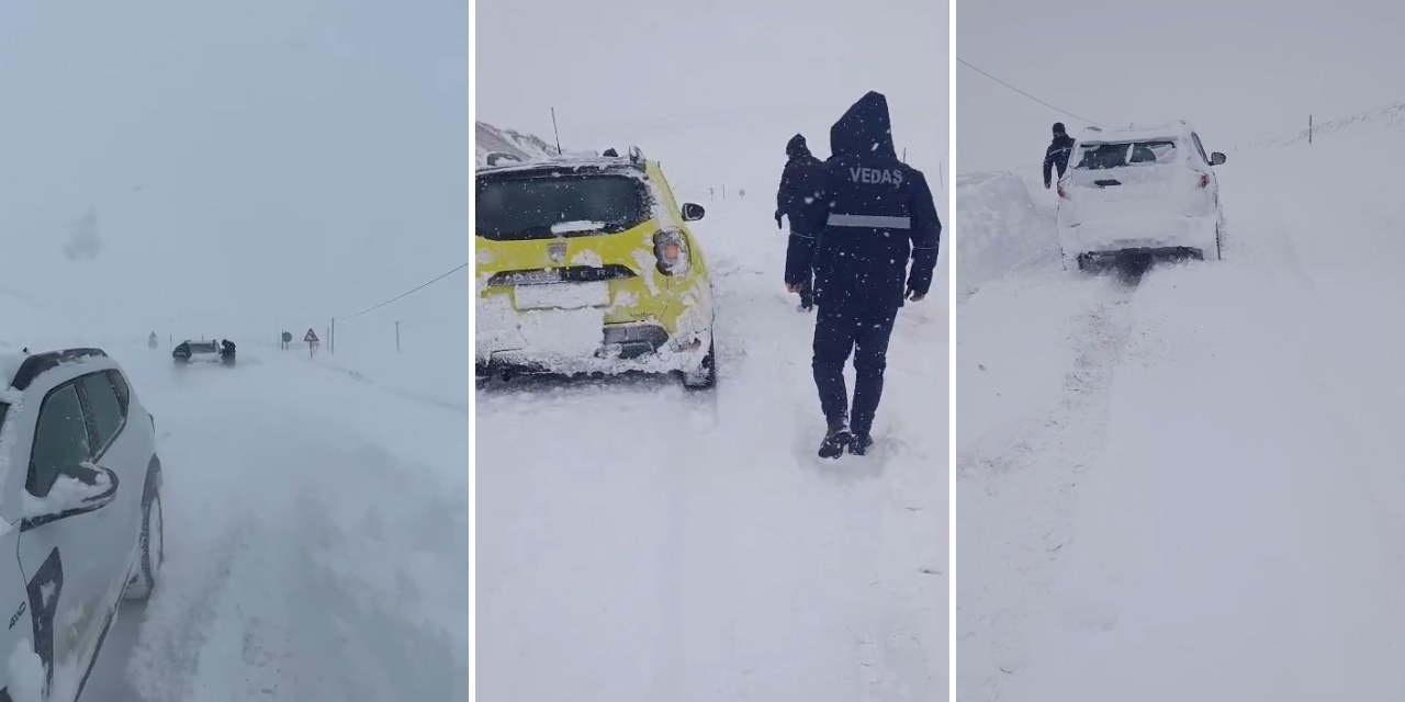 Vedaş ekibi enerji arızasına müdahale etmek isterken mahsur kaldı