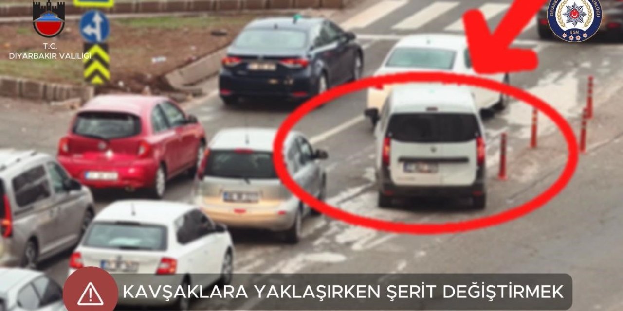 Diyarbakır'da kavşaklara yaklaşırken şerit değiştiren sürücüler dronla tespit edildi
