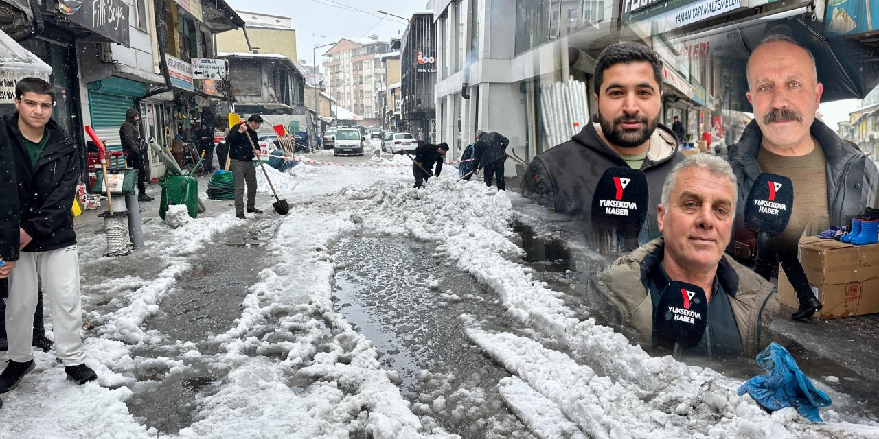 Yüksekova’da kar suları Anadolu Caddesi’ni göle çevirdi: Esnaf önlem istiyor