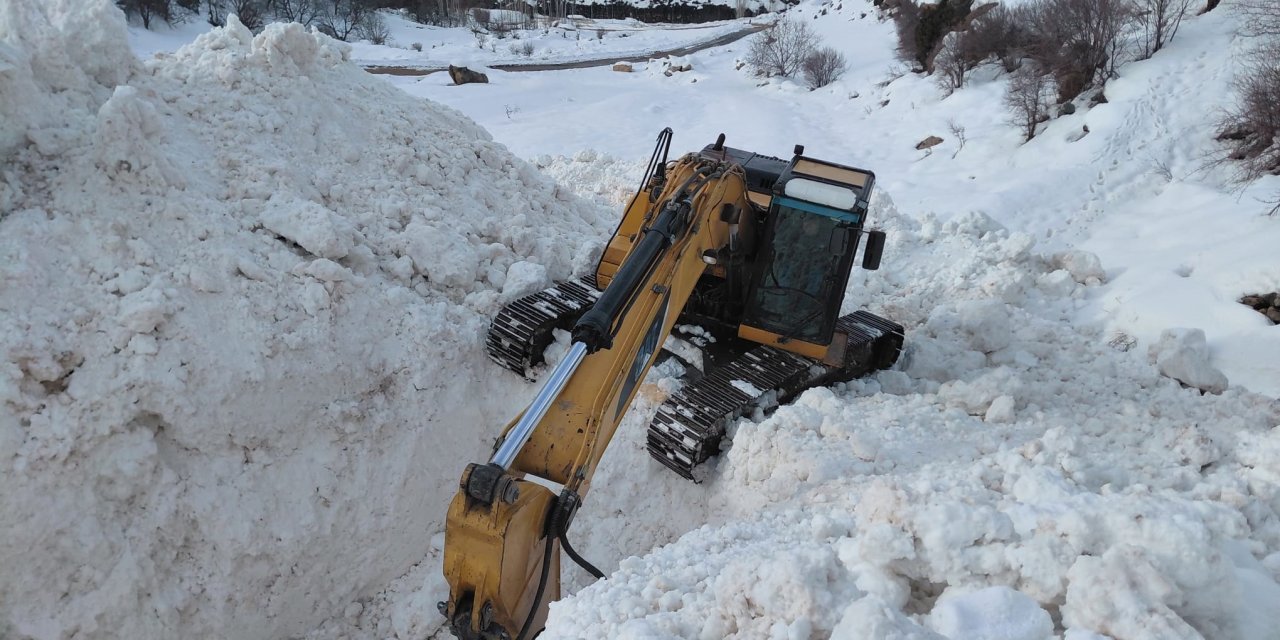 Van'da çığın kapattığı mezra yolunda zorlu mücadele