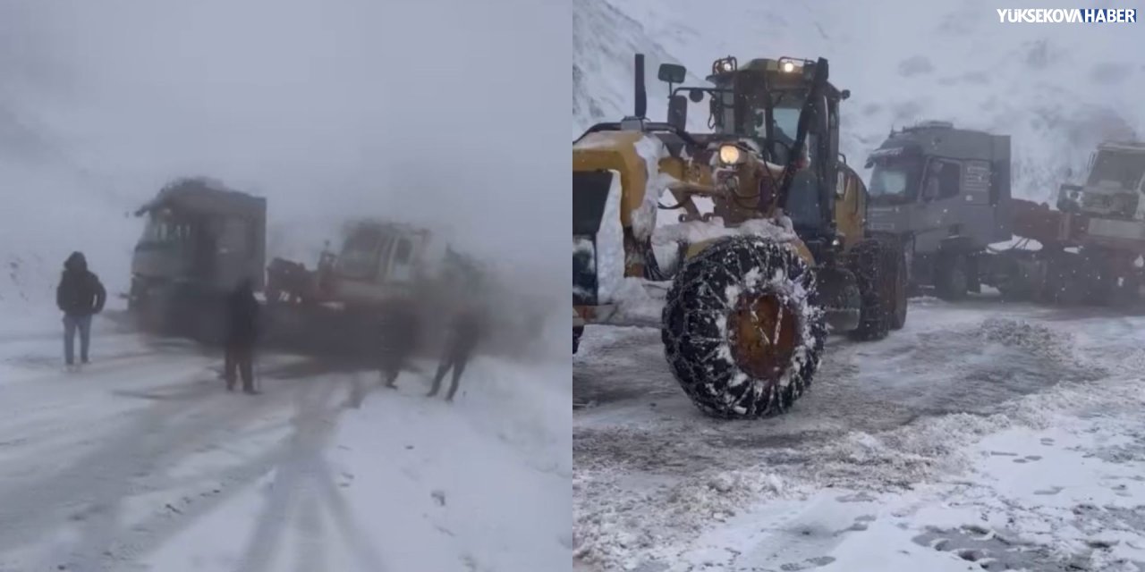 Derecik-Şemdinli yolunda mahsur kalan TIR karayolunu 1 saat kapattı