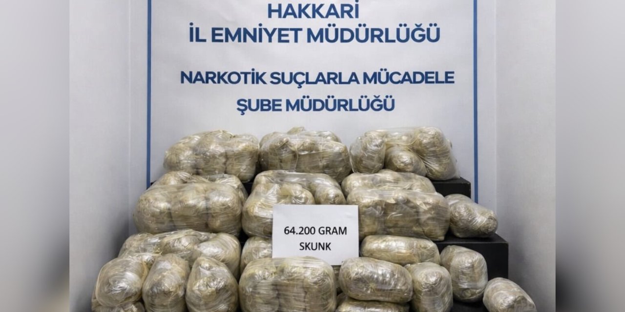 Hakkari’de 64 kilo uyuşturucu ele geçirildi
