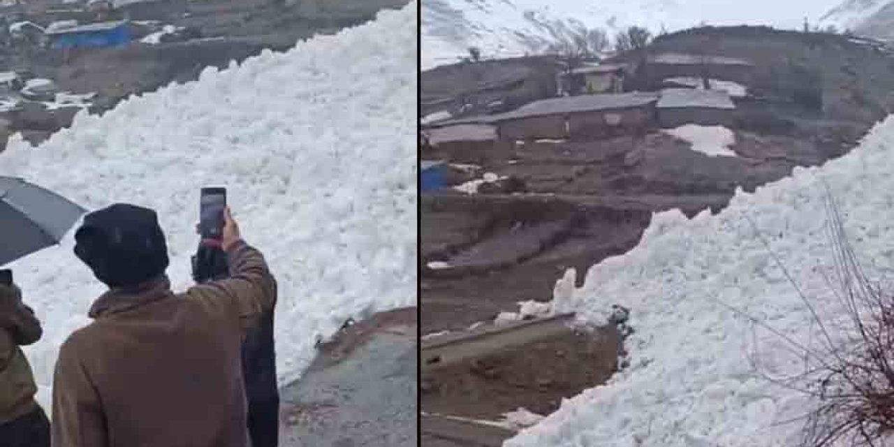 Çukurca'da çığ evleri teğet geçti