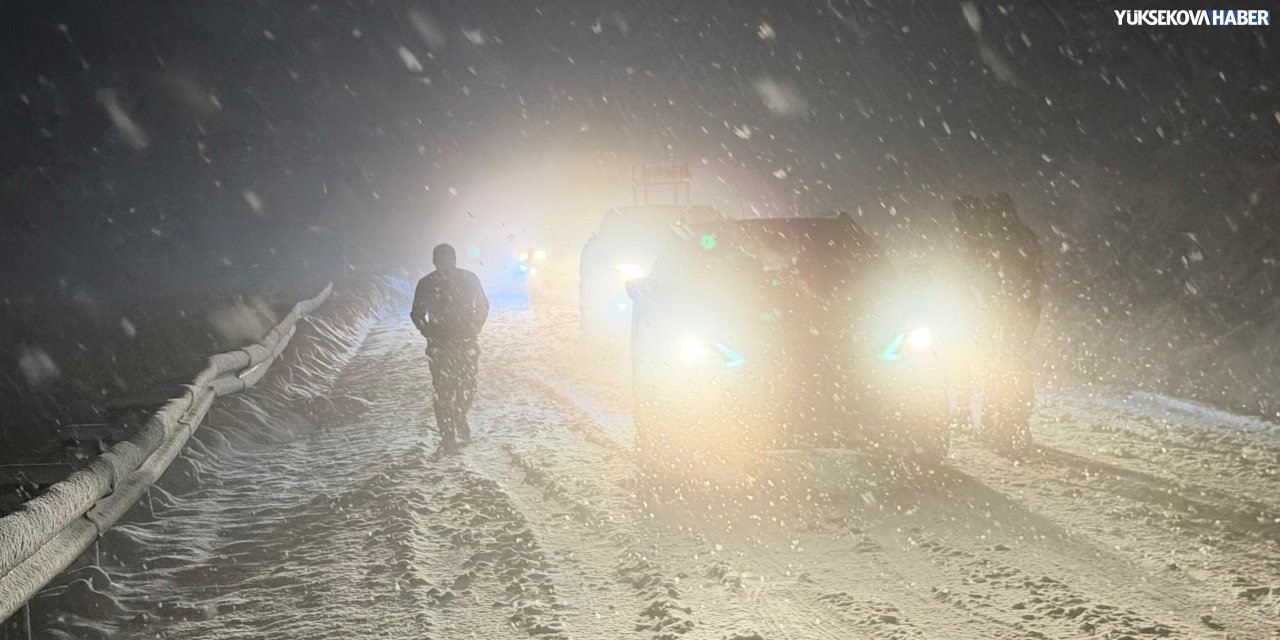 Yüksekova–Şemdinli yolunda kar: Araçlar mahsur kaldı