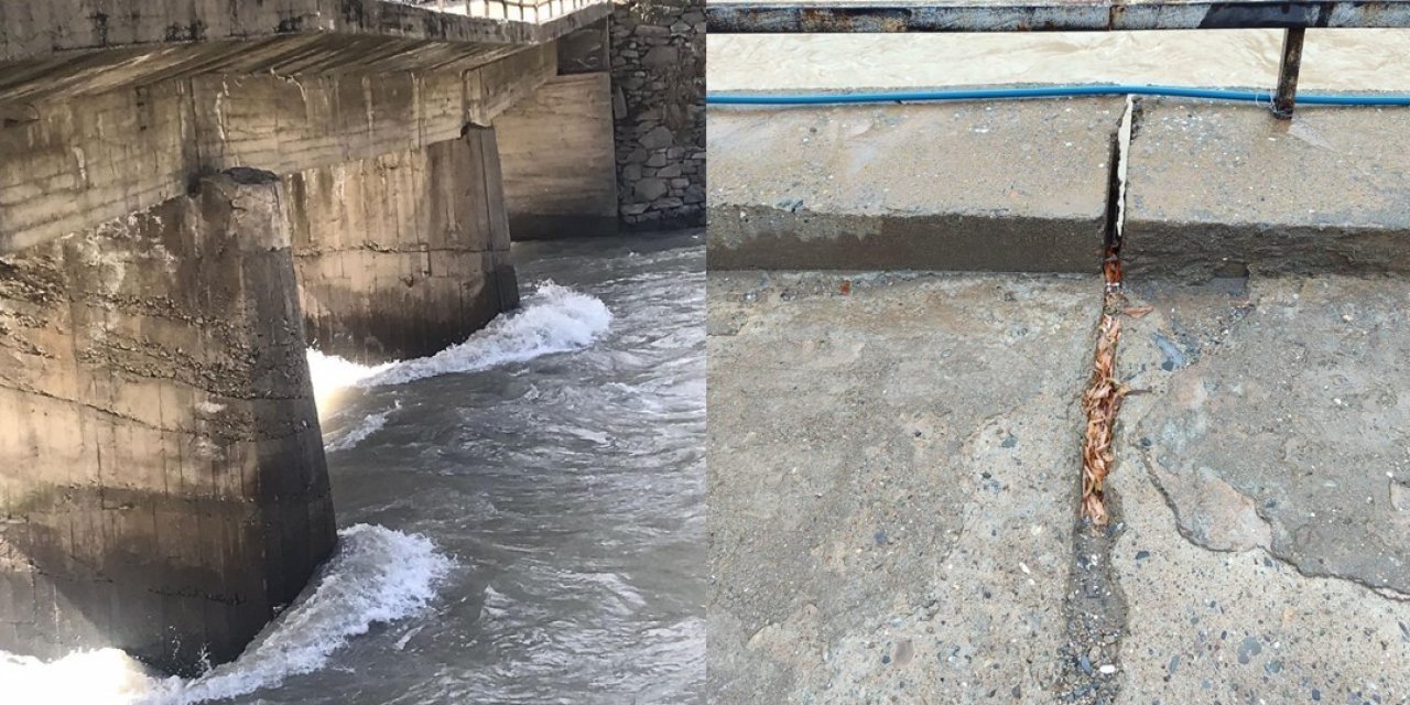 Hakkari'de Taşbaşı Köprüsü hasar gördü