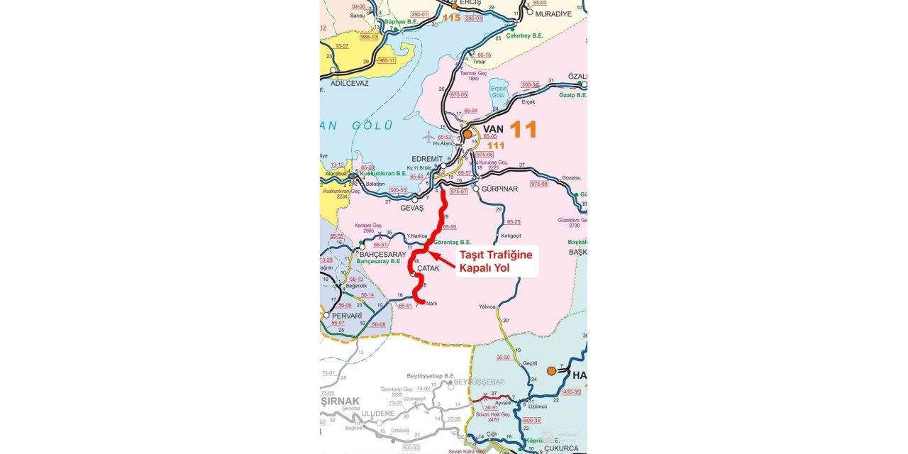 Çatak yolu trafiğe kapatıldı