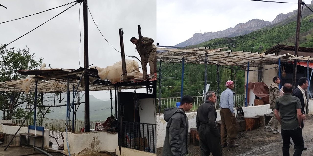 Derecik'te fırtına; çatılar uçtu, seralar zarar gördü