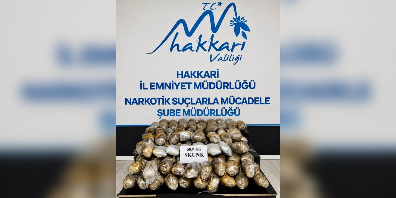 Hakkari’de 58 kilo 900 gram uyuşturucu ele geçirildi