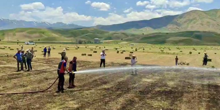 Yüksekova’nın Çatma köyünde yangın: Yaklaşık bin balya ot kül oldu