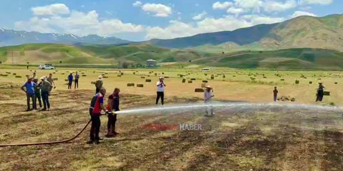 Yüksekova’nın Çatma köyünde yangın: Yaklaşık bin balya ot kül oldu