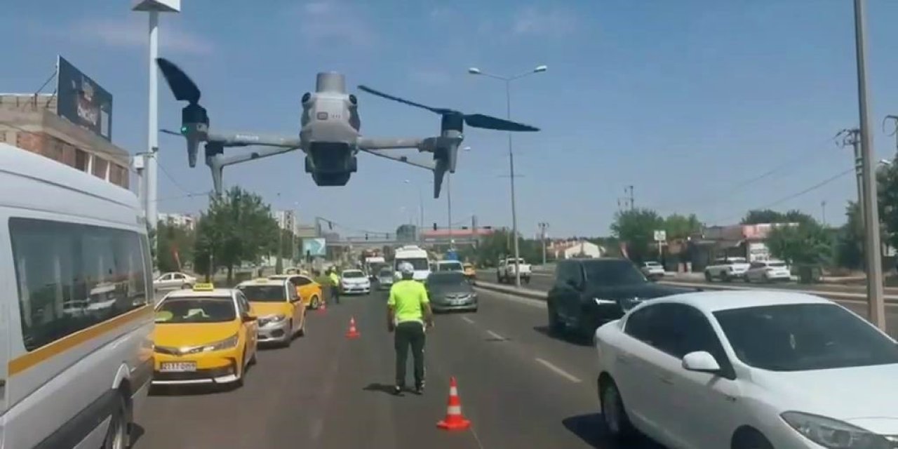 Diyarbakır'da dron destekli trafik denetimi