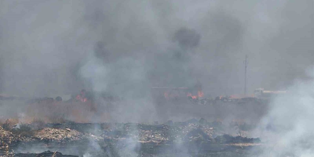 Diyarbakır’da otluk alanda çıkan korkutan yangın