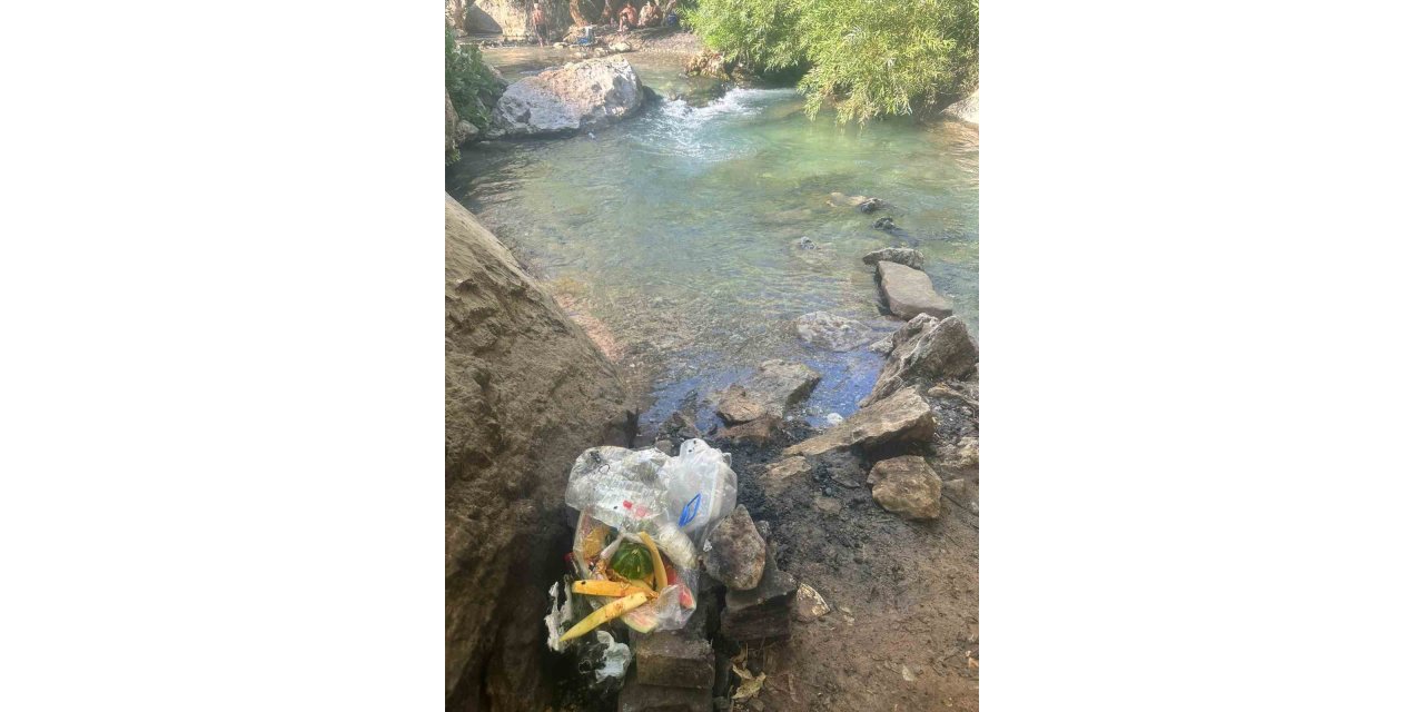 Piknik alanına bırakılan çöpler vatandaşın tepkisine neden oldu
