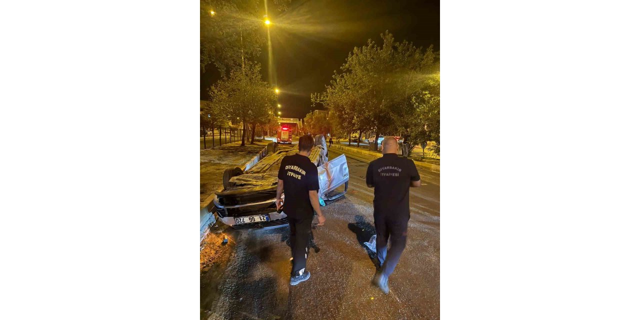 Diyarbakır'da takla atan otomobilin sürücüsü ağır yaralandı