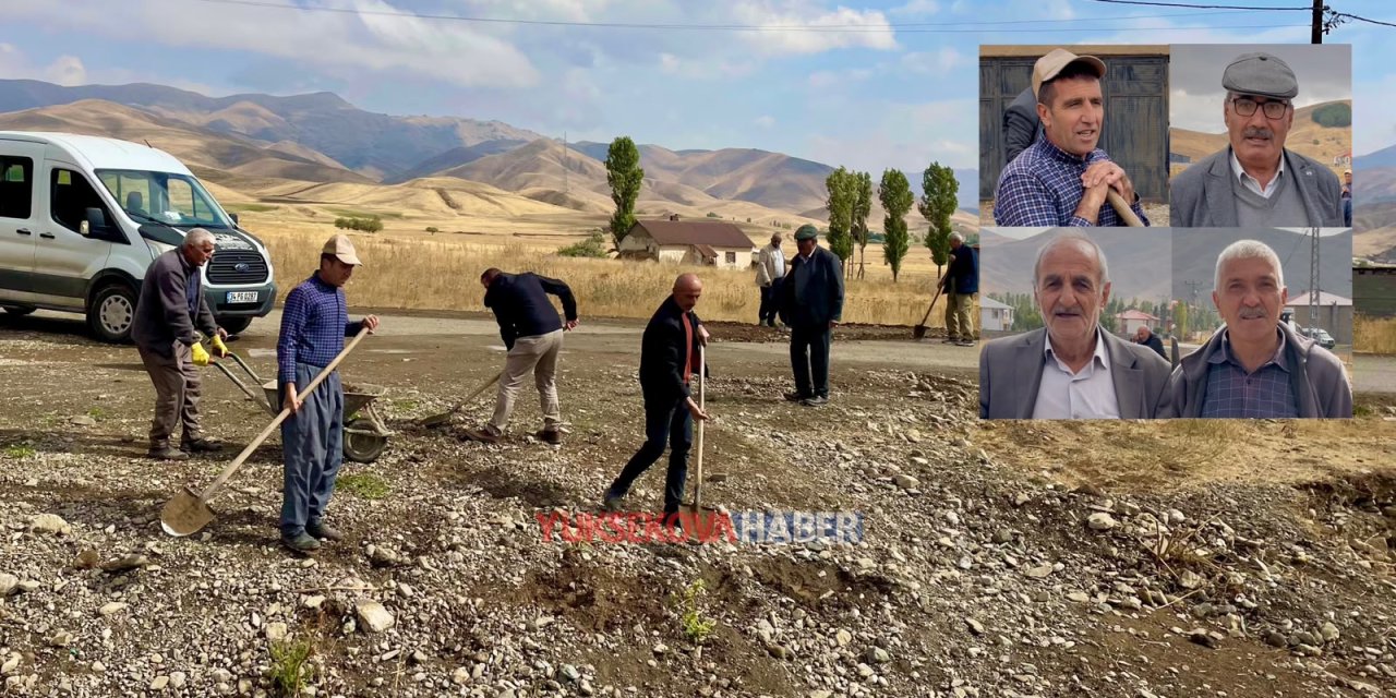 Yüksekova'da yol sorunu çözülemeyince mahalleli eline küreği aldı