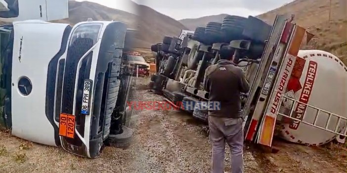 Hakkari-Van kara yolunda yakıt tankeri devrildi: 1 yaralı