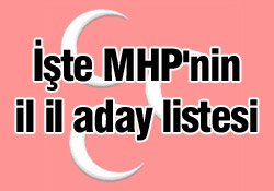 MHP'nin il il aday listesi