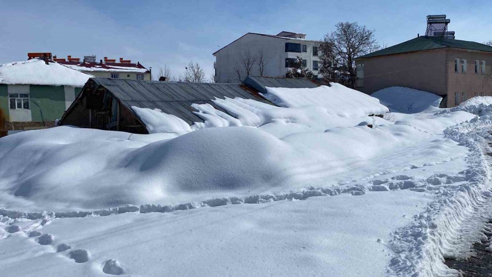 Günlerdir etkili olan kar, tek katlı evleri kara gömdü
