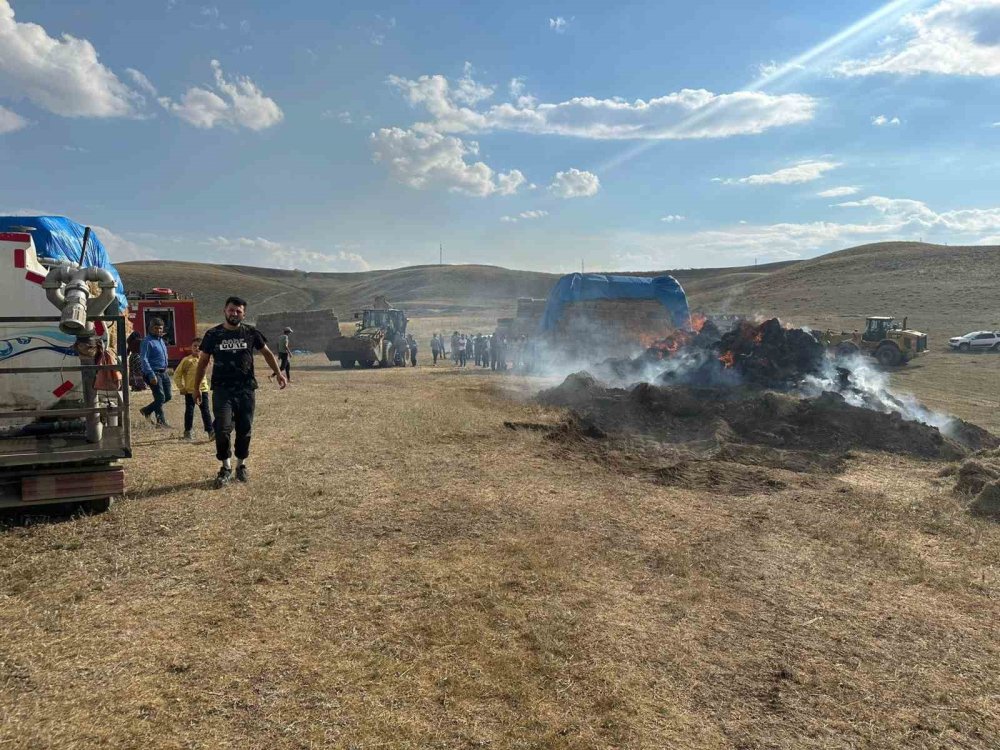 Erzurum’da 600 balya ot küle döndü