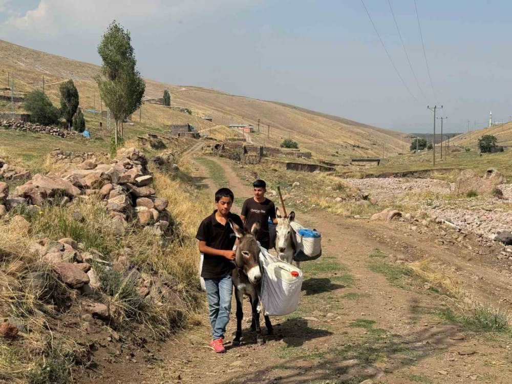 Iğdır'da çocukların eşekle su taşıma çilesi