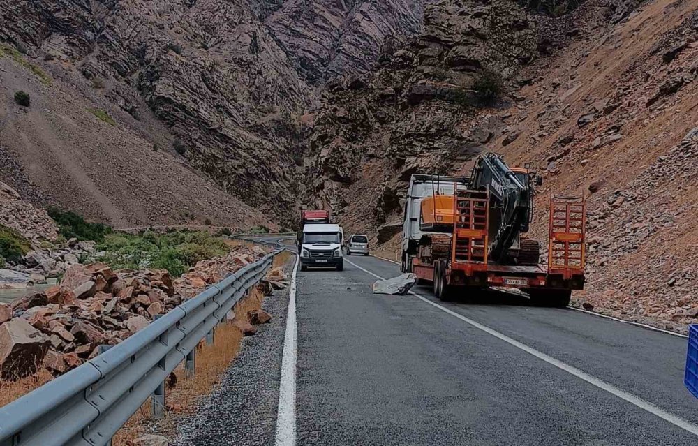 Hakkari-Çukurca kara yoluna kaya düştü