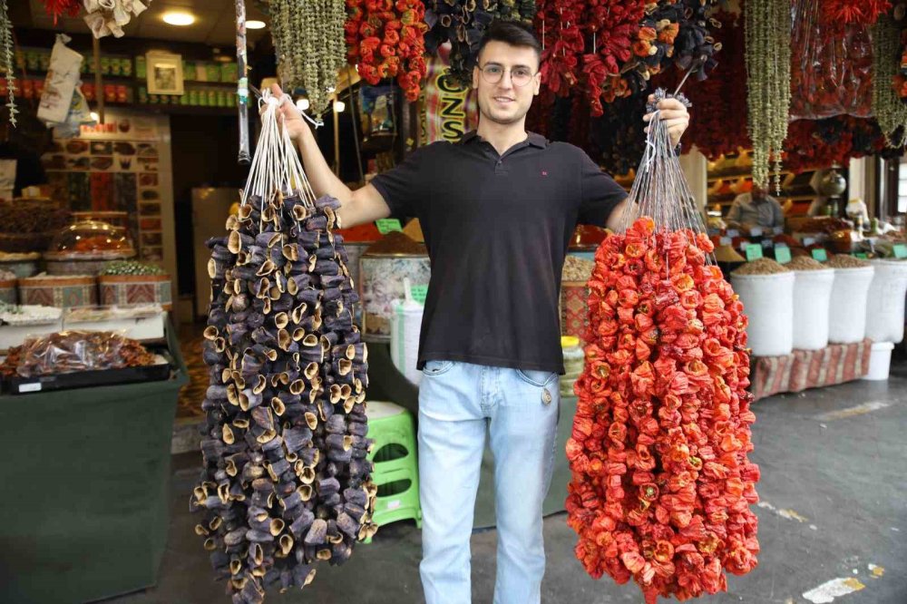 Gaziantep'te patlıcan, kabak ve biber kurutmalıkları görsel şölen sunuyor