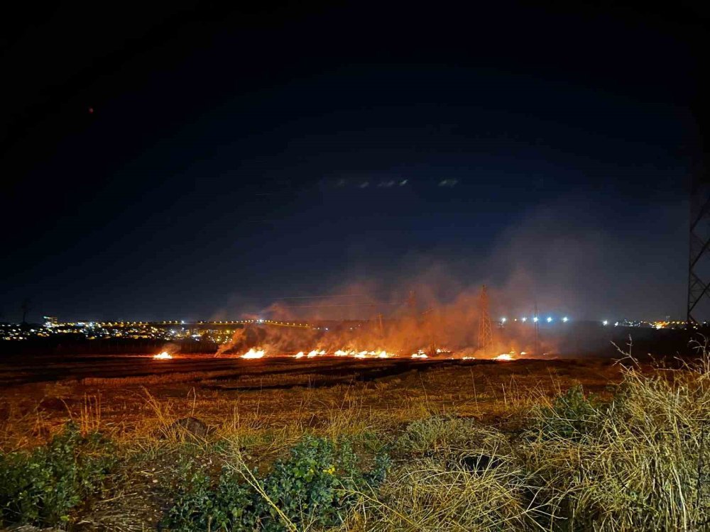 Diyarbakır’da yol kenarındaki anız yangını: sürücülere zor anlar yaşattı