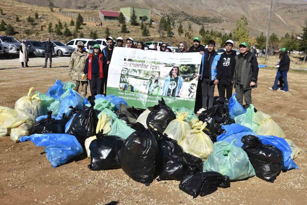 Bitlis’te öğrenciler tarafından ormanda temizlik çalışması yapıldı