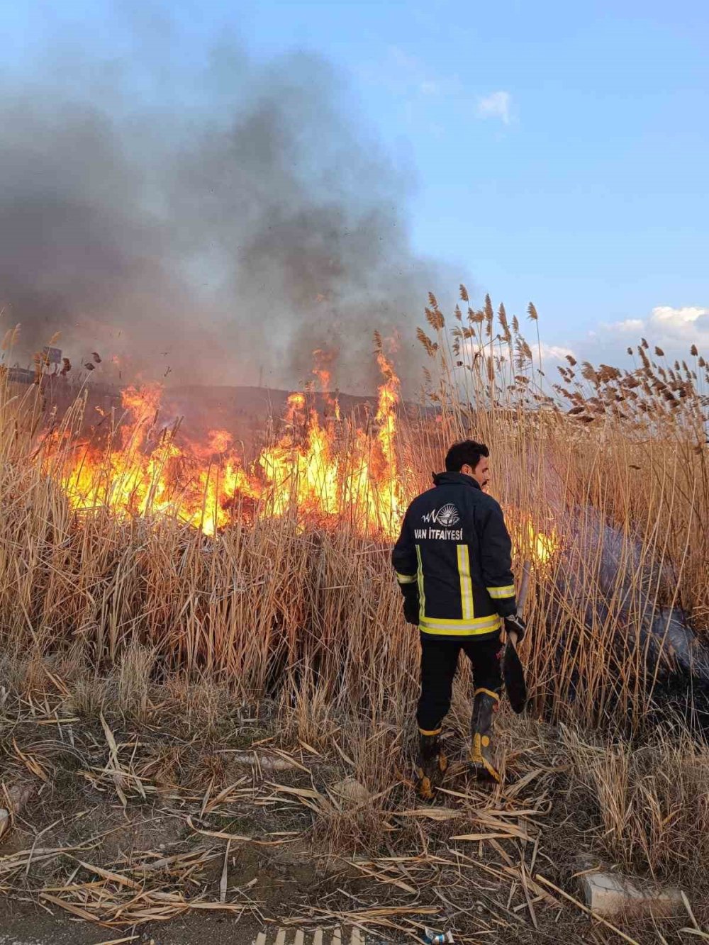 Van’ın Göründü deltasında çıkan yangın korkuttu
