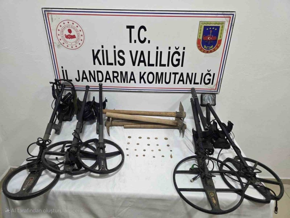 Kilis’te sit alanında kaçak kazı yapan 5 şahıs suçüstü yakalandı