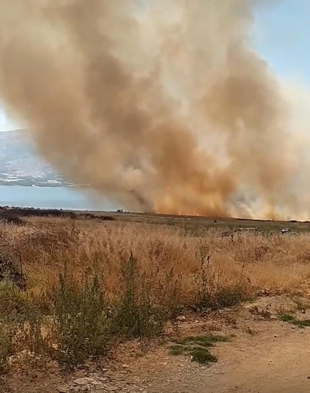 Baskil'de otluk alanda çıkan yangın korkuttu