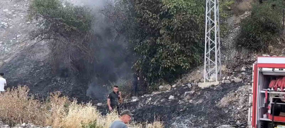 Erzurum’da mahalle girişinde çıkan yangın korkuttu