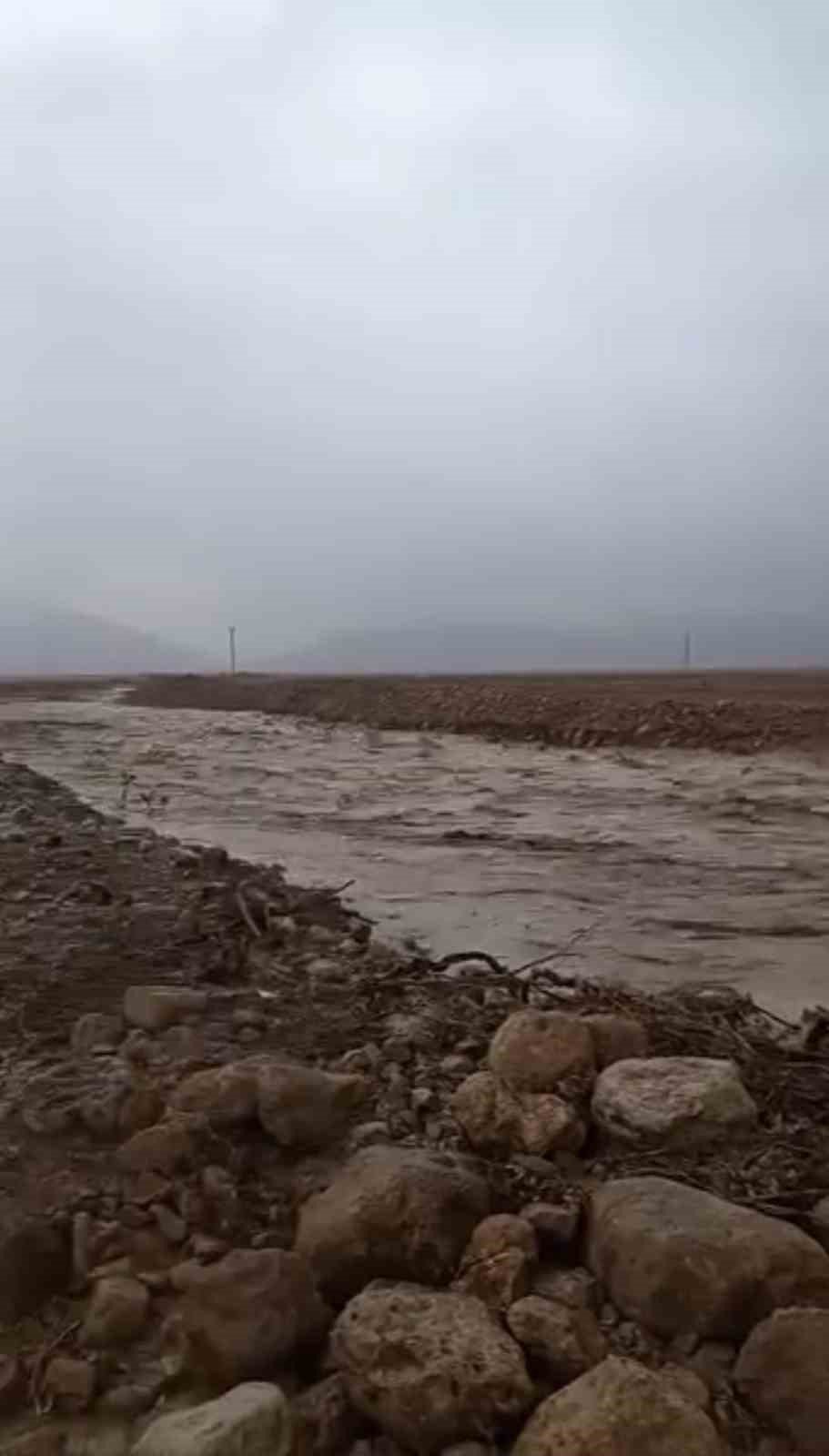 Kızıltepe'de sağanak yağış sonucu dere taştı
