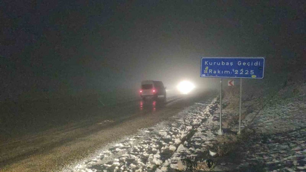 Van’da Kurubaş Geçidi’nde yoğun kar yağışı ve sis etkili oldu