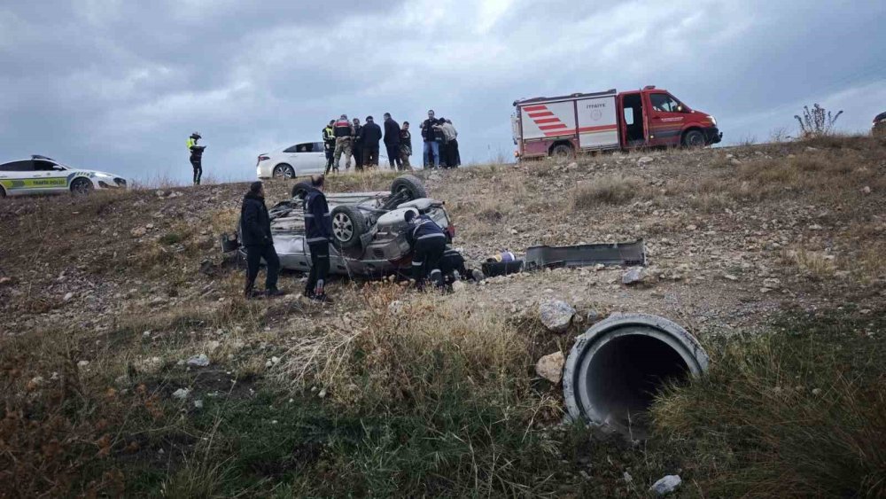 Erciş yolunda otomobil takla attı: 2 yaralı