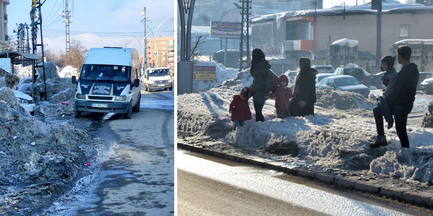 Yüksekova'da buzlu yollar tehlike saçıyor